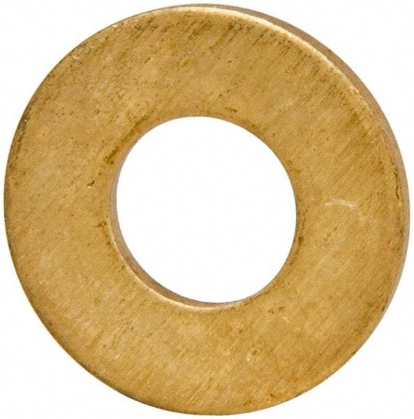 Value Collection - 1/4" Screw, Brass Standard Flat Washer - 0.26" ID x 0.562" OD, 0.04" Thick, Plain Finish - Industrial Tool & Supply