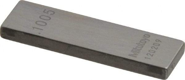 Mitutoyo - 0.1005" Rectangular Steel Gage Block - Accuracy Grade AS-1, Includes Certificate of Inspection - Industrial Tool & Supply