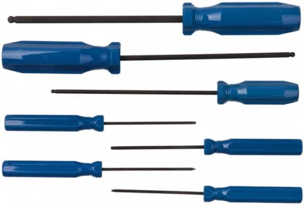 Eklind - 7 Piece, 1.3 to 5mm Ball End Hex Driver Set - Industrial Tool & Supply