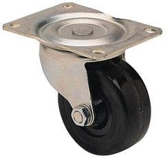 Albion - 3" Diam x 1-1/4" Wide x 3-13/16" OAH Top Plate Mount Swivel Caster - Hard Rubber, 270 Lb Capacity, Self-Lubricating Bearing, 3-1/8 x 4-1/8" Plate - Industrial Tool & Supply