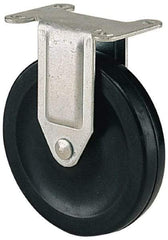 Albion - 5" Diam x 1-1/4" Wide x 6-1/8" OAH Top Plate Mount Rigid Caster - Soft Rubber, 200 Lb Capacity, Self-Lubricating Bearing, 2-1/2 x 3-5/8" Plate - Industrial Tool & Supply