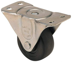 Albion - 3" Diam x 1-1/4" Wide x 3-13/16" OAH Top Plate Mount Rigid Caster - Hard Rubber, 270 Lb Capacity, Self-Lubricating Bearing, 2-1/2 x 4-15/16" Plate - Industrial Tool & Supply