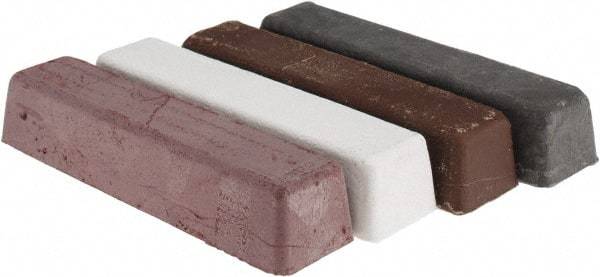 Made in USA - 1/4 Lb Emery, Rouge & Tripoli Compound - Grade C, Black, Brown, Red & White, Use on Aluminum, Carbon, Chrome, Copper, Gold, Iron, Nickel, Pewter, Plastic, Platinum, Rubber, Silver, Stainless Steel, Steel, Sterling, White Metals, Wood & Zinc - Industrial Tool & Supply