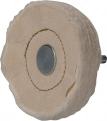 3″ Diam x 1/2″ Thick, Loose Sewn Mounted Buffing Wheel 40 Ply, 1/4″ Shank Diam