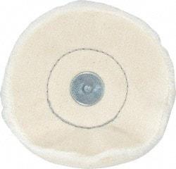 Made in USA - 4" Diam x 1/2" Thick, Loose Sewn Mounted Buffing Wheel - 40 Ply, 1/4" Shank Diam - Industrial Tool & Supply