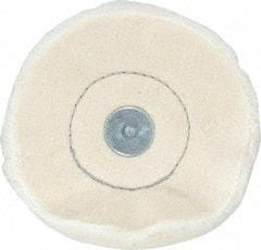 Made in USA - 4" Diam x 1/2" Thick, Loose Sewn Mounted Buffing Wheel - 40 Ply, 1/4" Shank Diam - Industrial Tool & Supply