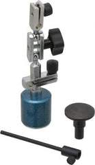 Fowler - 1-1/4" High Magnetic Indicator Base with Holders - 1-1/4" Base Diam, 25 Lb Magnetic Pull, Extension Arm - Industrial Tool & Supply