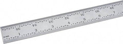 Fowler - 36" Long, 1/64, 1/32, 1/16, 1/8" Graduation, Rigid Steel Rule - 4R Graduation Style, Silver - Industrial Tool & Supply