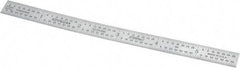 Fowler - 6" Long, 1/100, 1/64, 1/32, 1/10" Graduation, Flexible Steel Rule - 5R Graduation Style, Silver - Industrial Tool & Supply