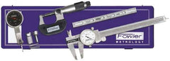 Fowler - 7 Piece, Machinist Caliper and Micrometer Tool Kit - Includes Indicator - Industrial Tool & Supply