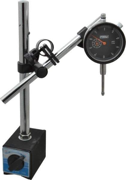 Fowler - 0.001" Graduation, 0-100 Dial Reading, Indicator & Base Kit - A Holder, 0.001 Inch Graduation, Includes Mag Base, Premium Indicator - Industrial Tool & Supply