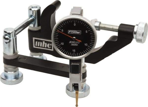 Fowler - 0.0005" Graduation, 0.03" Max Meas, 0-15-0 Dial Reading, Indicator & Base Kit - 1-1/4" Dial Diam - Industrial Tool & Supply