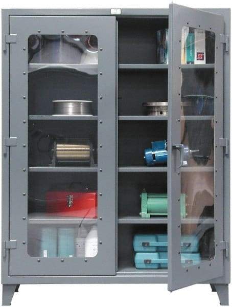 Strong Hold - 3 Shelf Visible Storage Cabinet - Steel, 48" Wide x 24" Deep x 60" High, Dark Gray - Industrial Tool & Supply