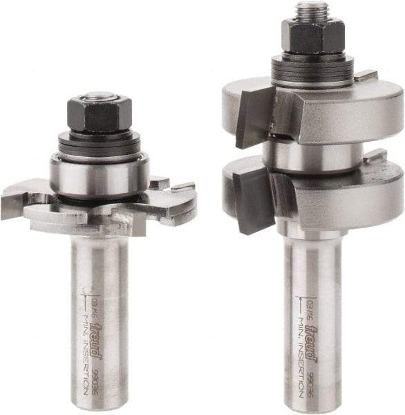 Freud - 1/4" Cut Diam, 1.3438" Length of Cut, 0 Flute Tongue & Groove Edge Profile Router Bit - Carbide-Tipped, 1/2" Shank Diam, 3-1/4" OAL, Proprietary Coating - Industrial Tool & Supply