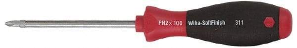 Wiha - #2, Round Shaft Phillips Screwdriver - 8" Blade Length, Ergonomic Handle - Industrial Tool & Supply
