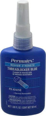 Permatex - 50 mL Bottle, Blue, Medium Strength Liquid Threadlocker - Series 242, 24 hr Full Cure Time, Hand Tool Removal - Industrial Tool & Supply