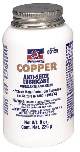 Permatex - 8 oz Bottle High Temperature Anti-Seize Lubricant - Copper, -30 to 1,800°F, Copper Colored, Water Resistant - Industrial Tool & Supply