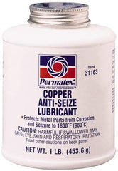 Permatex - 16 oz Bottle High Temperature Anti-Seize Lubricant - Copper, -30 to 1,800°F, Copper Colored, Water Resistant - Industrial Tool & Supply