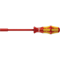 Wera - 9mm Solid Shaft Insulated Nutdriver - Cushion Grip Handle, 230mm OAL - Industrial Tool & Supply