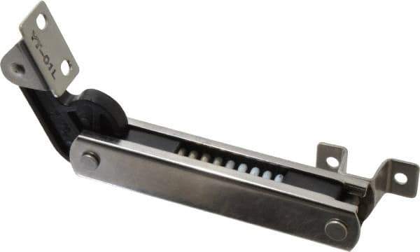 Sugatsune - 136mm OAL x 37mm Wide, 30 Lb Capacity, Spring Loaded Soft Down Lid Stay - Left Side, 4.7mm Mounting Hole Diam, 70° Max Opening, Polished 304 Stainless Steel & Polyacetal - Industrial Tool & Supply