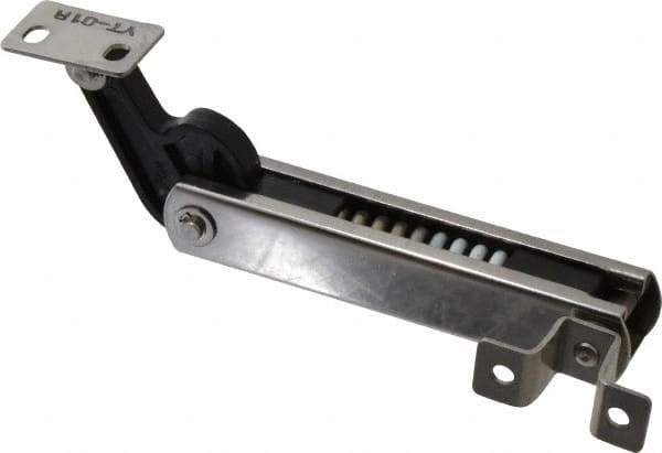 Sugatsune - 136mm OAL x 37mm Wide, 30 Lb Capacity, Spring Loaded Soft Down Lid Stay - Right Side, 4.7mm Mounting Hole Diam, 70° Max Opening, Polished 304 Stainless Steel & Polyacetal - Industrial Tool & Supply
