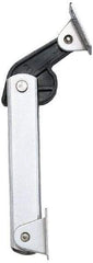 Sugatsune - 136mm OAL x 37mm Wide, 40 Lb Capacity, Spring Loaded Hard Down Lid Stay - Back Panel, 4.7mm Mounting Hole Diam, 70° Max Opening, Polished 304 Stainless Steel & Polyacetal - Industrial Tool & Supply