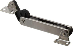 Sugatsune - 136mm OAL x 37mm Wide, 30 Lb Capacity, Spring Loaded Soft Down Lid Stay - Back Panel, 4.7mm Mounting Hole Diam, 70° Max Opening, Polished 304 Stainless Steel & Polyacetal - Industrial Tool & Supply