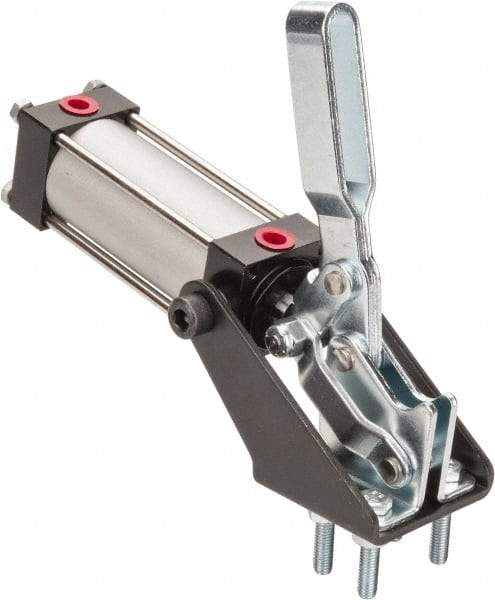Gibraltar - 350 Lb Inner Hold Capacity, Vert Mount, Air Power Hold-Down Toggle Clamp - 1/8 NPT Port, 92° Bar Opening, 1.38" Height Under Bar - Industrial Tool & Supply