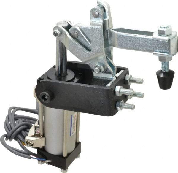 Gibraltar - 375 Lb Inner Hold Capacity, Horiz Mount, Air Power Hold-Down Toggle Clamp - 1/8 NPT Port, 95° Bar Opening, 2.76" Height Under Bar - Industrial Tool & Supply