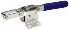 Gibraltar - 375 Lb Capacity, Horizontal, U-Bar, Flanged Base, Carbon Steel Pull Action Latch Clamp - 4" Drawing Movement, 8.4" OAL, Straight Handle - Industrial Tool & Supply
