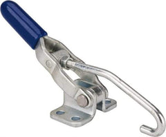 Gibraltar - 200 Lb Capacity, Horizontal, J Hook, Flanged Base, Carbon Steel Pull Action Latch Clamp - 2.35" Drawing Movement, 6.01" OAL, Straight Handle - Industrial Tool & Supply