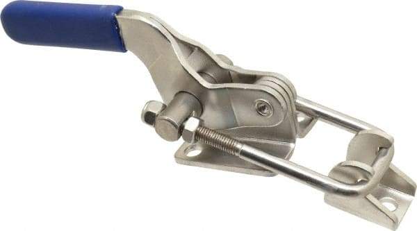 Gibraltar - 2,000 Lb Capacity, Horizontal, U Hook, Flanged Base, Stainless Steel Pull Action Latch Clamp - 2-1/2" Drawing Movement, 7-1/2" OAL, Whale Tail Handle - Industrial Tool & Supply