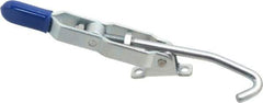 Gibraltar - 375 Lb Capacity, Horizontal, J Hook, Right Flanged Base, Carbon Steel Pull Action Latch Clamp - 4" Drawing Movement, 8.82" OAL, Thumb Handle - Industrial Tool & Supply