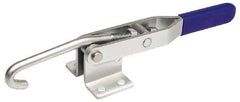 Gibraltar - 375 Lb Capacity, Horizontal, J Hook, Flanged Base, Carbon Steel Pull Action Latch Clamp - 4" Drawing Movement, 8.56" OAL, Straight Handle - Industrial Tool & Supply