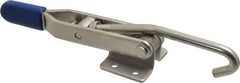 Gibraltar - 450 Lb Capacity, Horizontal, J Hook, Flanged Base, Stainless Steel Pull Action Latch Clamp - 4" Drawing Movement, 8.82" OAL, Straight Handle - Industrial Tool & Supply