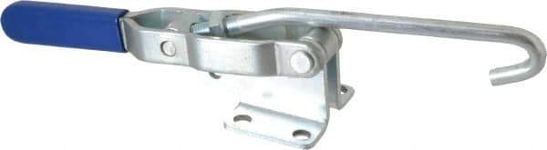 Gibraltar - 750 Lb Capacity, Horizontal, J Hook, Flanged Base, Carbon Steel Pull Action Latch Clamp - 5.38" Drawing Movement, 12" OAL, Straight Handle - Industrial Tool & Supply
