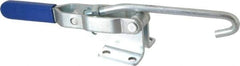 Gibraltar - 750 Lb Capacity, Horizontal, J Hook, Flanged Base, Carbon Steel Pull Action Latch Clamp - 5.38" Drawing Movement, 12" OAL, Straight Handle - Industrial Tool & Supply
