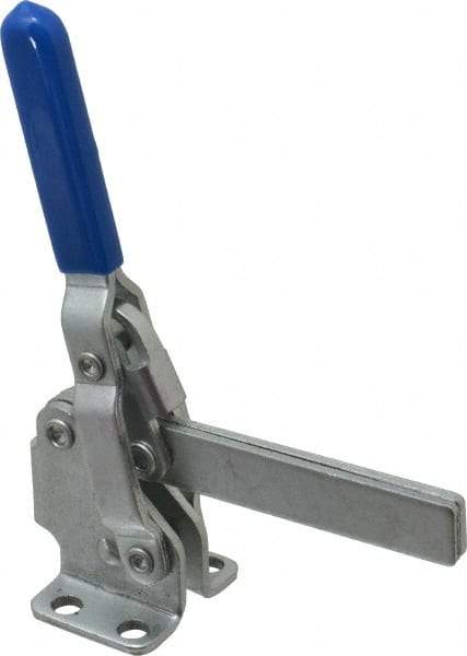 Gibraltar - 475 Lb Holding Capacity, Vertical Handle, Manual Hold Down Toggle Clamp - 62° Handle Movement, 115° Bar Opening, Solid Bar, Flanged Base, Carbon Steel - Industrial Tool & Supply