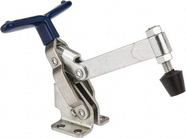 Gibraltar - 475 Lb Holding Capacity, Vertical Handle, Manual Hold Down Toggle Clamp - 62° Handle Movement, 115° Bar Opening, Solid Bar, Flanged Base, Carbon Steel - Industrial Tool & Supply