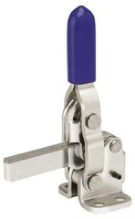 Gibraltar - 250 Lb Holding Capacity, Vertical Handle, Manual Hold Down Toggle Clamp - 65° Handle Movement, 105° Bar Opening, Solid Bar, Flanged Base, Electro-Plated Zinc, Stainless Steel - Industrial Tool & Supply