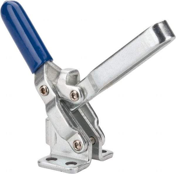 Gibraltar - 200 Lb Holding Capacity, Vertical Handle, Manual Hold Down Toggle Clamp - 65° Handle Movement, 105° Bar Opening, U-Bar, Flanged Base, Electro-Plated Zinc, Carbon Steel - Industrial Tool & Supply