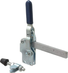 Gibraltar - 450 Lb Holding Capacity, Vertical Handle, Manual Hold Down Toggle Clamp - 57° Handle Movement, 99° Bar Opening, Solid Bar, Straight Base, Electro-Plated Zinc, Carbon Steel - Industrial Tool & Supply