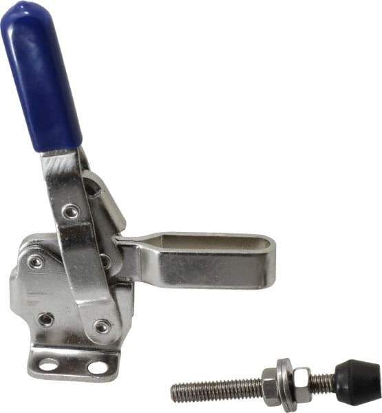 Gibraltar - 450 Lb Holding Capacity, Vertical Handle, Manual Hold Down Toggle Clamp - 57° Handle Movement, 99° Bar Opening, U-Bar, Flanged Base, Electro-Plated Zinc, Stainless Steel - Industrial Tool & Supply