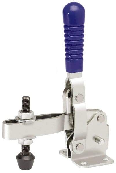 Gibraltar - 750 Lb Holding Capacity, Vertical Handle, Manual Hold Down Toggle Clamp - 58° Handle Movement, 106° Bar Opening, U-Bar, Flanged Base, Stainless Steel - Industrial Tool & Supply