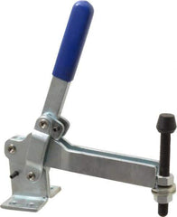 Gibraltar - 1,000 Lb Holding Capacity, Vertical Handle, Manual Hold Down Toggle Clamp - 180° Handle Movement, 115° Bar Opening, U-Bar, Flanged Base, Electro-Plated Zinc, Carbon Steel - Industrial Tool & Supply