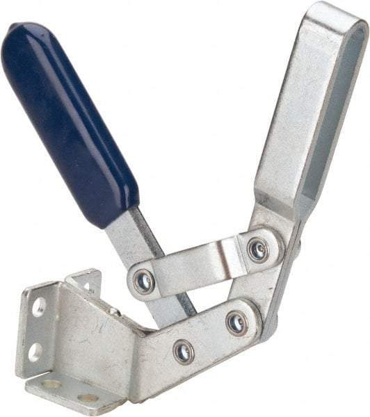 Gibraltar - 375 Lb Holding Capacity, Vertical Handle, Manual Hold Down Toggle Clamp - 60° Handle Movement, 185° Bar Opening, U-Bar, Flanged Base, Carbon Steel - Industrial Tool & Supply