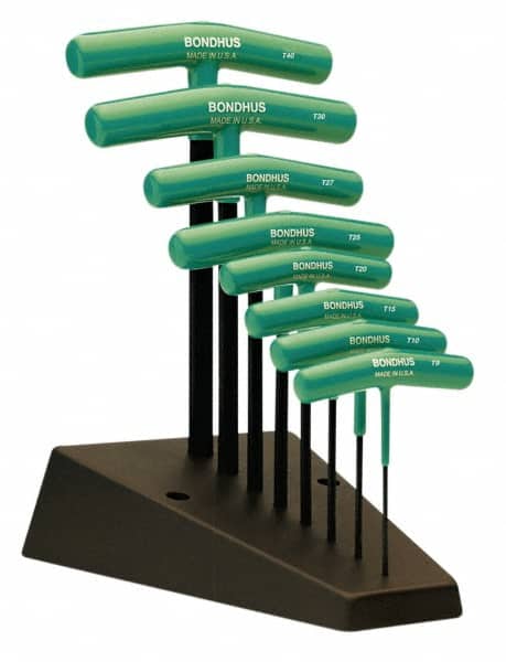 Bondhus - 8 Piece T9 to T40 T-Handle Torx Key Set - Industrial Tool & Supply