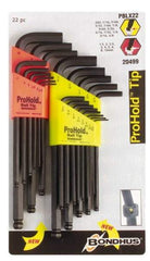 Bondhus - 22 Piece L-Key Handle Combo Hex Key Set - Hex Range 1/2 to 3/8" - Industrial Tool & Supply
