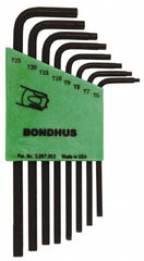 Bondhus - 8 Piece T6 to T25 L-Key Long Arm Torx Key Set - Industrial Tool & Supply