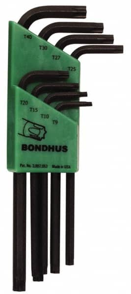 Bondhus - 8 Piece T9 to T40 L-Key Long Arm Torx Key Set - Industrial Tool & Supply